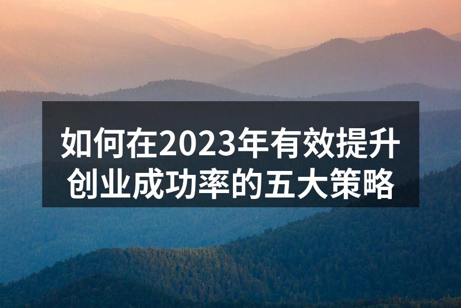 如何在2023年有效提升创业成功率的五大策略