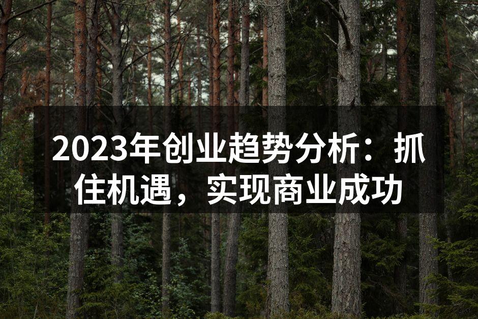 2023年创业趋势分析：抓住机遇，实现商业成功