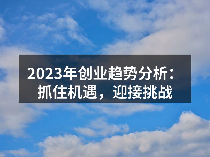 2023年创业趋势分析：抓住机遇，迎接挑战